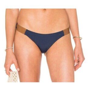 New Vix Paula Hermanny Leather Strap Band Bikini Bottom Womens S Indigo